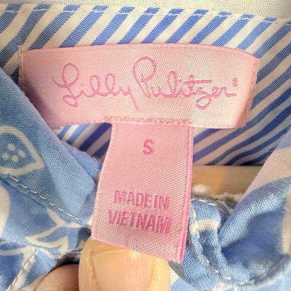 Lilly Pulitzer Size SMALL Button Up Blouse Monkey Print Preppy Shake it Up Beach - Picture 9 of 12